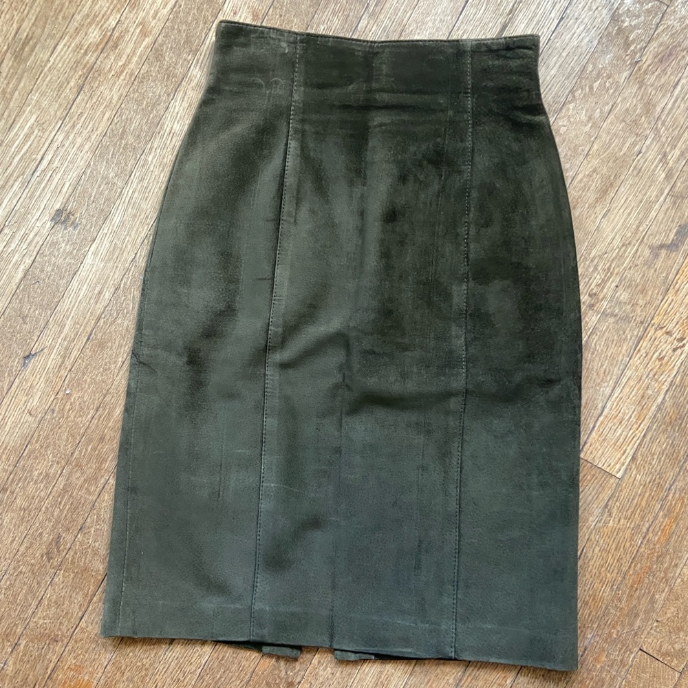 Danier Olive Suede Pencil Skirt
